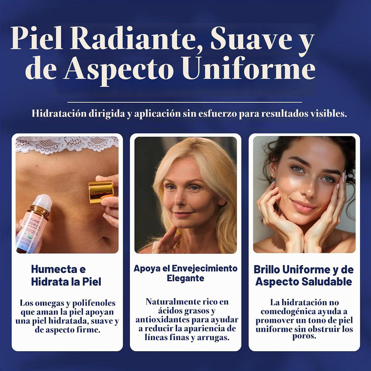 Aceite de Ricino Orgánico con Roll-On de Cuarzo Rosa — Belleza Natural Sin Desorden